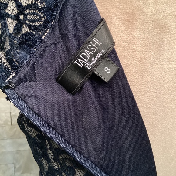 Tadashi Shoji Classic Collection Navy Blue Lace Cocktail Dress - Picture 13 of 15